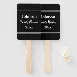 Family Reunion Black and White Name Year Template Hand Fan