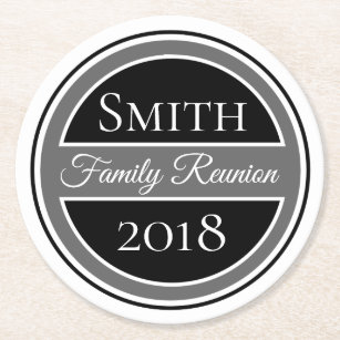 Family Reunion Black Badge Round Paper Coaster