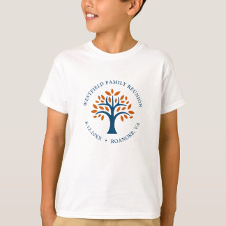 Family Reunion Blue Check Modern Family Tree T-Shirt