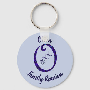 Family Reunion Blue Mosaic Letter O Monogram Key Ring