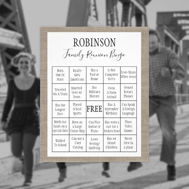 Family Reunion Burlap Bingo Game Flyer (Creator Uploaded)