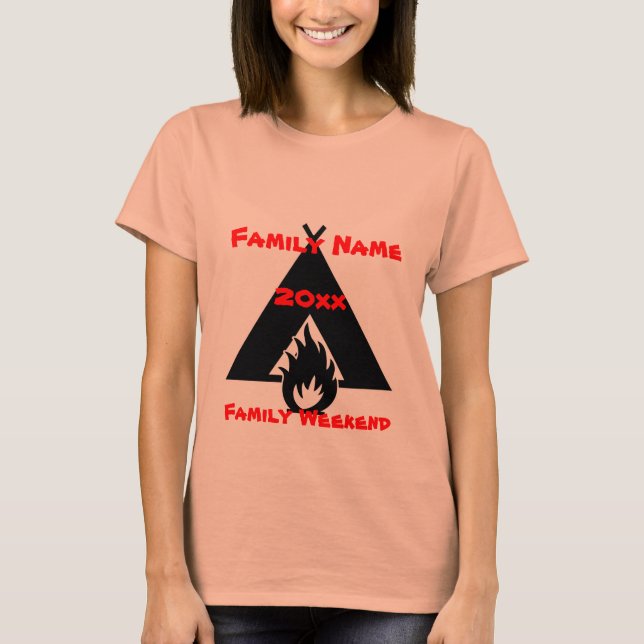 Family Reunion Campfire and Tent Symbol T-Shirt (Front)