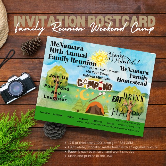 Family Reunion Camping Invitation Postcard ( Birthday Depot
Family Reunion Camping Invitation Postcard)
