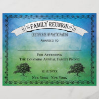 Family Reunion Certificate of Participation Award