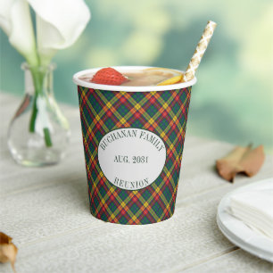 Family Reunion Clan Buchanan Tartan Plaid Custom Paper Cups