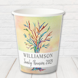  Family Reunion Colourful Family Tree Paper Cups