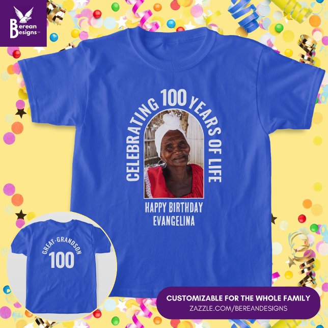 Family Reunion Custom Matching Birthday Photo T-Shirt (Matching Family Birthday T-Shirt with Customizable Text and Photo. Ideal for reunions & milestones.)
