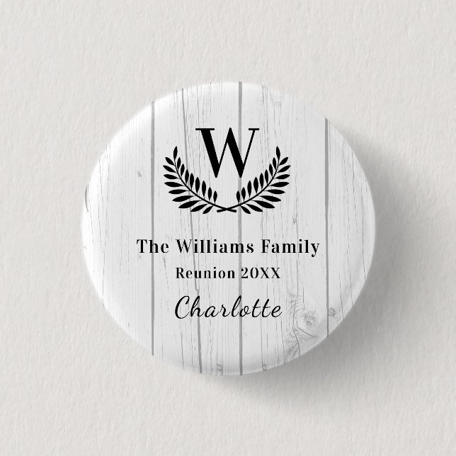 Family reunion custom monogram name 3 cm round badge (Front)