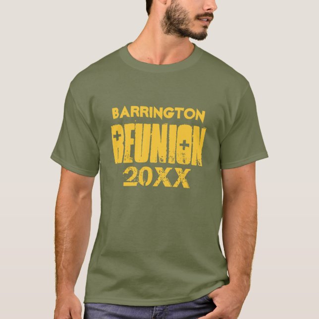 Family Reunion Custom Name Year Olive Gold T-Shirt (Front)