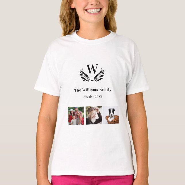 Family reunion custom photo collage monogram T-Shirt (Front)
