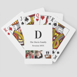 Family reunion custom photo monogram name playing cards
