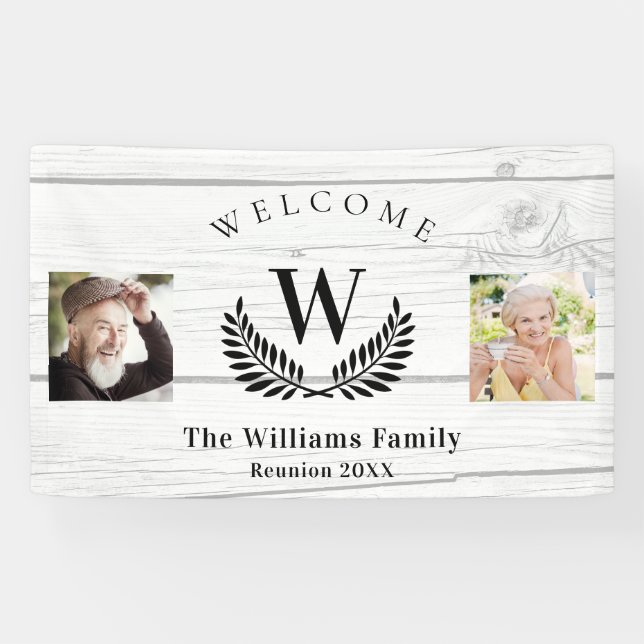 Family reunion custom photo monogram welcome  banner (Horizontal)