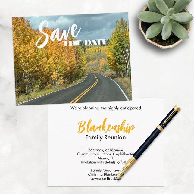 Family Reunion Custom Photo Save The Date Announcement Postcard (This scenic photo family reunion designed SAVE THE DATE announcement also serves as an invitation. )