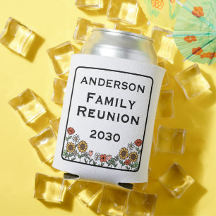 Family Reunion Custom Sunflower Floral Can Cooler