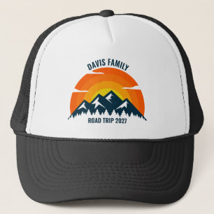 Family Reunion Custom Sunset Mountain Road Trip Trucker Hat