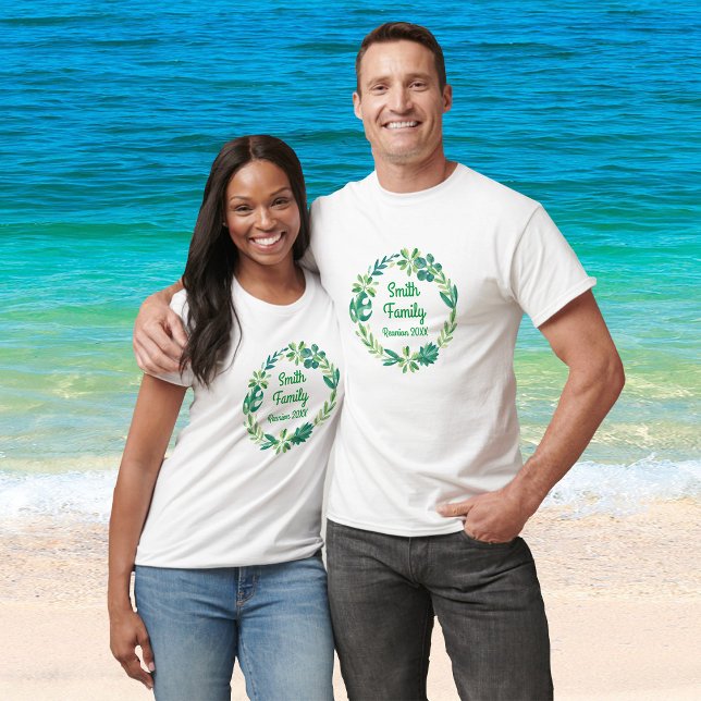 Family Reunion Custom Women's Mens Green Wreath T-Shirt (Creator Uploaded)