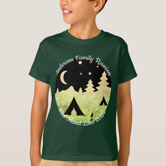 Family reunion customisable camping scene T-Shirt (Front)