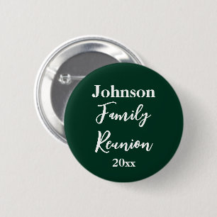 Family Reunion Dark Green White Name Year Template 6 Cm Round Badge