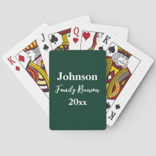 Family Reunion Dark Green White Name Year Template Playing Cards