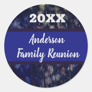 Family Reunion Dark Navy Marbled Swirled Abstract Classic Round Sticker