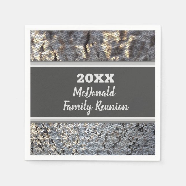 Family Reunion Dinner Cocktail Snakeskin Mosaic Napkin (Front)