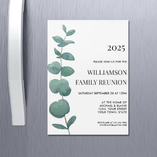 Family Reunion Elegant Eucalyptus Magnetic Invitation