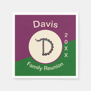 Family Reunion Elegant Sequin Letter D Monogram Napkin