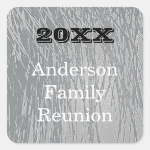 Family Reunion Elegant Silver Lines Abstract Event Square Sticker