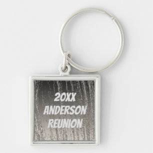 Family Reunion Elegant Silver Stripes Keepsake Key Ring