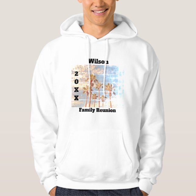 Family Reunion Faded Photo Vintage Palms Keepsake Hoodie (Front)