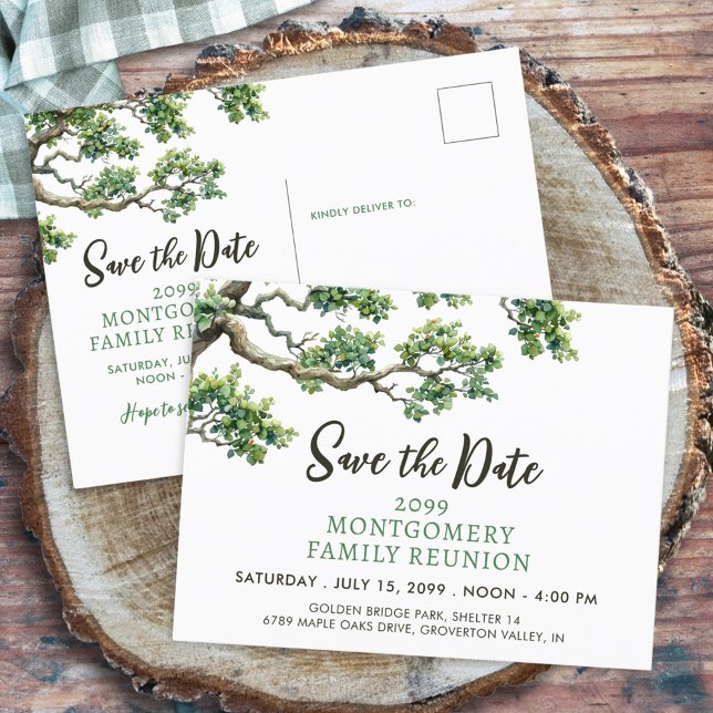 Family Reunion Family Tree Branch Save The Date Announcement Postcard (Creator Uploaded)