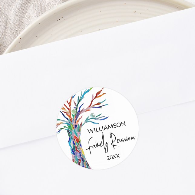 Family Reunion Family Tree Classic Round Sticker (Creator Uploaded)