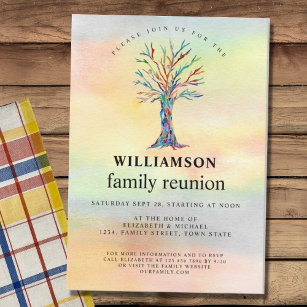 Family Reunion Family Tree Colourful Invitation