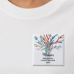 Family Reunion Family Tree Custom Name Tag Button<br><div class="desc">This Family Reunion Tag is decorated with a colourful mosaic family tree. Easily customisable with your family name. Use the Customise Further option to change the text size, style or colour if you wish. Makes a great souvenir after the event. Because we create our own artwork you won't find this...</div>