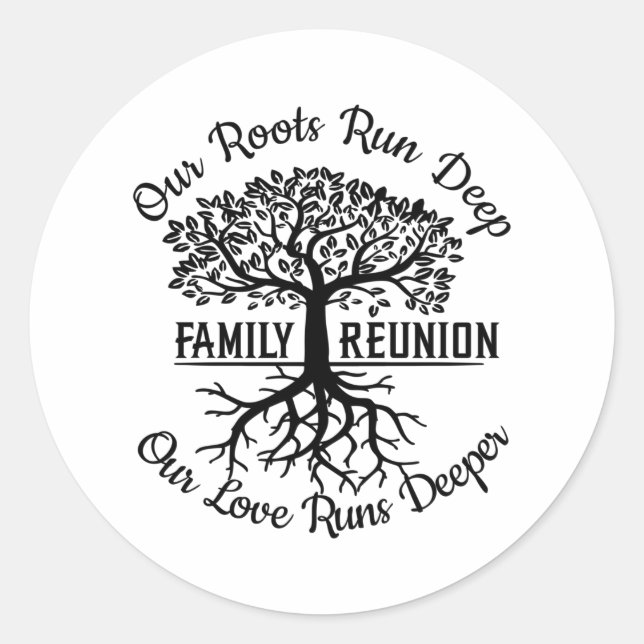 Family Reunion Family Tree Heart Roots Classic Round Sticker (Front)