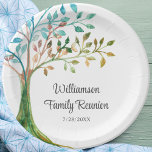 Family Reunion Family Tree Personalised Paper Plate<br><div class="desc">These unique Family Reunion paper plates are decorated with a watercolor family tree and stylish script typography. Easily customisable. As we create our artwork you won't find this exact image from other designers. Original Watercolor © Michele Davies.</div>