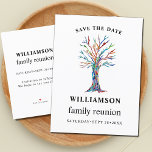 Family Reunion Family Tree Save The Date Announcement Postcard<br><div class="desc">This simple and stylish Family Reunion Save The Date is decorated with a colourful mosaic family tree. Easily customisable. Original Mosaic © Michele Davies.</div>