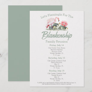 Family Reunion Flamingo Art Three-Day Tropical Invitation