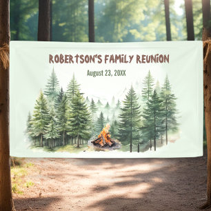 Family Reunion Forest Campfire Green Banner