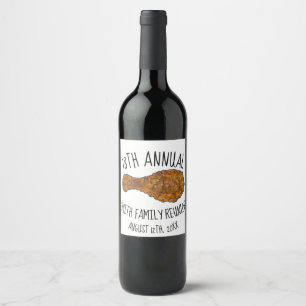 Family Reunion Fried Chicken Leg Drumstick Favour Wine Label