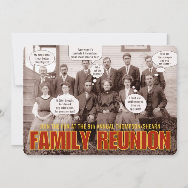 Family Reunion | Funny Ancestral Photograph Invitation (Front)
