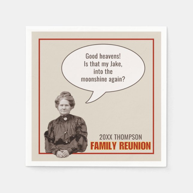 Family Reunion | Funny Antique Grandma Photo Napkin (Front)