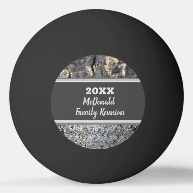 Family Reunion Games Snakeskin Pattern Grey Mosaic Ping Pong Ball (Front)