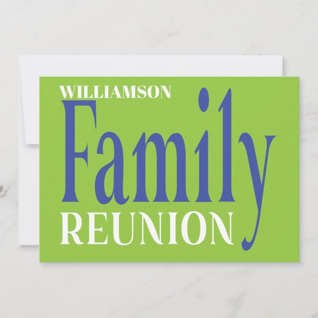 Family Reunion Gathering Bold Modern Blue Green Invitation (Front)