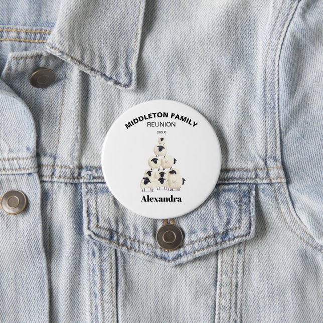 Family Reunion Gathering Fun Black Name 7.5 Cm Round Badge (In Situ)