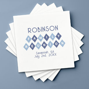 Family Reunion Gathering Modern Blue Party Picnic Napkin