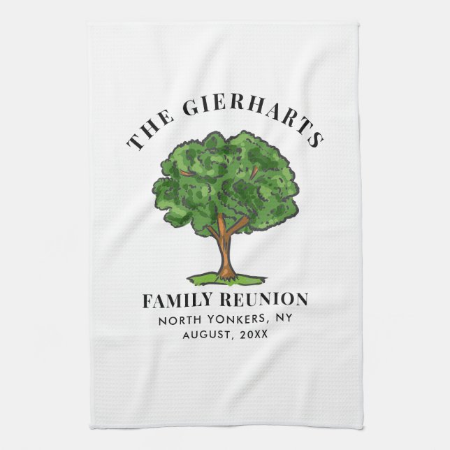 Family Reunion Genealogy Tree Cousins Get Together Tea Towel (Vertical)