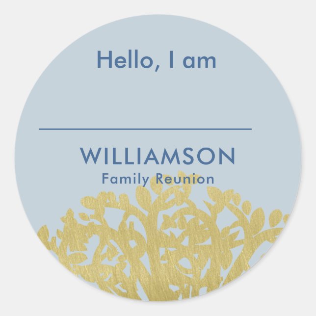 Family Reunion Genealogy Tree Name Classic Round Sticker (Front)