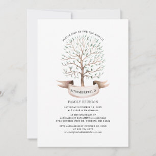 Family Reunion Genealogy Tree Watercolor Modern Invitation
