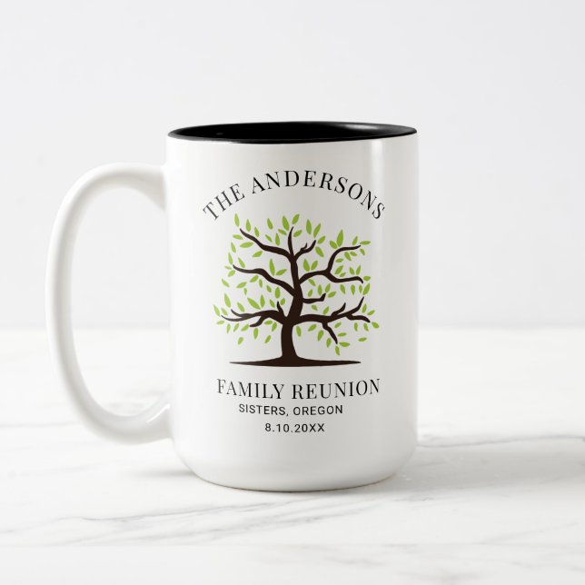 Family Reunion Genealogy Tree With Date Custom Two-Tone Coffee Mug (Left)
